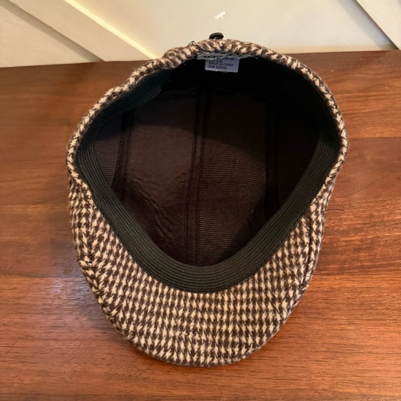 Men’s Brown Ivy Cap Houndstooth Flat Cap Peaky Blinder Cabbie Hat Vintage - Picture 10 of 13